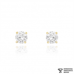 Yellow Gold Round Brilliant Cut Lab Grown Diamond Earrings 2.20ct TDW